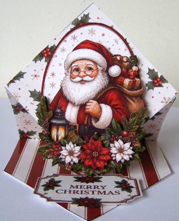 Santa Lantern Christmas Pop‑Up Card Topper by Margaret McCartney