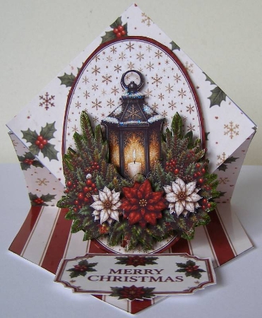 Christmas Lantern Floral Card Topper by Margaret McCartney