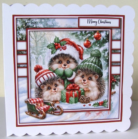 Festive Hedge Hogs in the Snow - Mini Kit 6x6 by Margaret McCartney