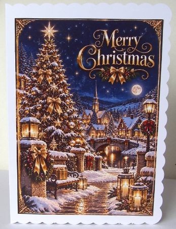 Midnight Christmas Luxury Christmas A4 Portrait Card Topper by Margaret McCartney