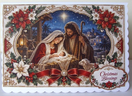 A5 Christmas Quick Card Front with Sentiments  by Margaret McCartney