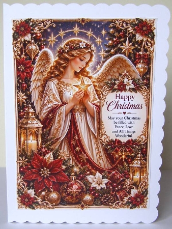 Golden Christmas Angel A4 Portrait Card Topper by Margaret McCartney