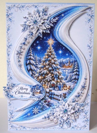 Elegant Christmas Tree & Presents Merry Christmas Winter Topper by Margaret McCartney