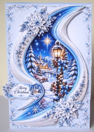 Elegant Winter Village & Lantern Merry Christmas Topper by Margaret McCartney