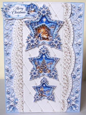 Christmas Star Trio Topper – Nativity, Tree & Snowy Village by Margaret McCartney