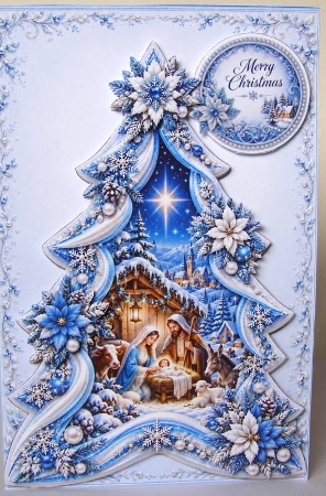 Nativity Christmas Tree Topper – Elegant Blue Winter Design by Margaret McCartney