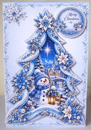 Snowman Lantern Christmas Tree Card Kit – Frosty Winter Village Topper by Margaret McCartney