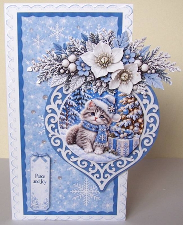 Cute Christmas Kitten Ornament Card Kit with Winter Gifts by Margaret McCartney
