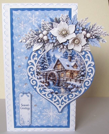 Snowy Winter Mill Christmas Ornament Card Kit by Margaret McCartney