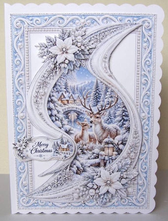 Elegant Winter Deer Christmas Card Kit with Snowy Forest by Margaret McCartney