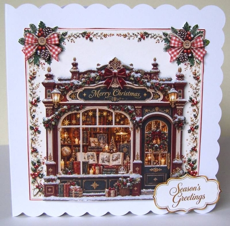 Victorian Christmas Bookshop Decoupage Topper Kit by Margaret McCartney