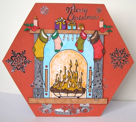 Christmas Fire Stamp by Margaret McCartney