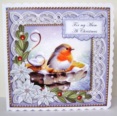 Blue Robin for My Mum 8in Sentiment Topper by Margaret McCartney
