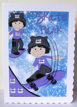 Skate Park Boys in Purple Oval Pyramids by Margaret McCartney