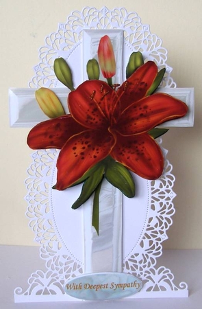 Sympathy Cross & Red Lilies by Margaret McCartney