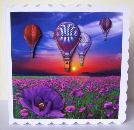 Poppy Field Purple & Hot Air Balloons Steampunk + Decoupage by Margaret McCartney