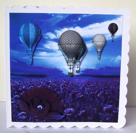 Poppy Field Midnight & Hot Air Balloons Steampunk+ Decoupage by Margaret McCartney
