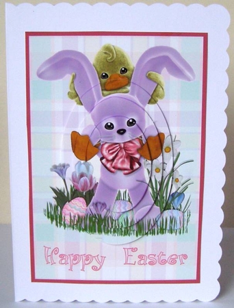 Cute Easter Bunny with Duck Oval Pyramid by Margaret McCartney