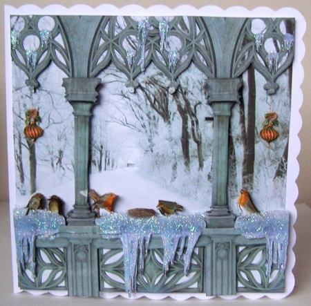 Winter Magic - 3D Christmas Robin Family + Insert & Tag by Margaret McCartney