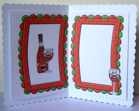 Red Toony Wine & Glasses in Funky Frame A5 Insert by Margaret McCartney