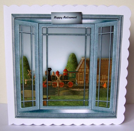 Male card Window Train by Margaret McCartney