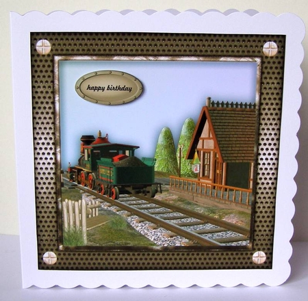 Male card Train Topper & Tags by Margaret McCartney