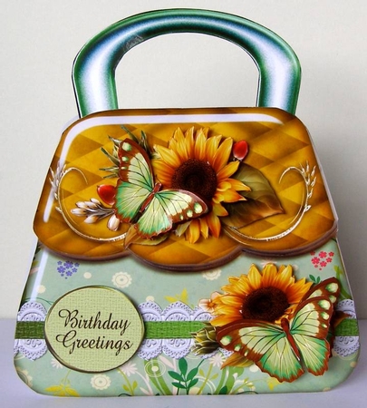 Green and Gold Handbag Shaped Card Mini Kit with bonus insert and envelope by Margaret McCartney