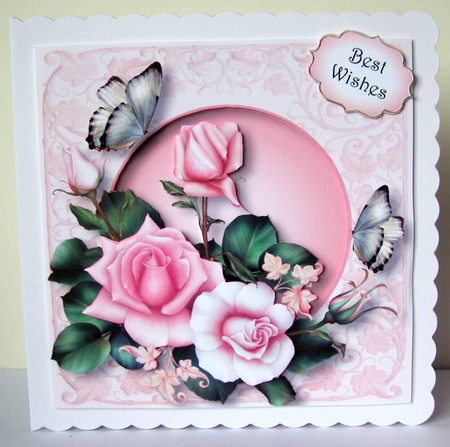 Soft Blush Roses & Butterflies by Margaret McCartney