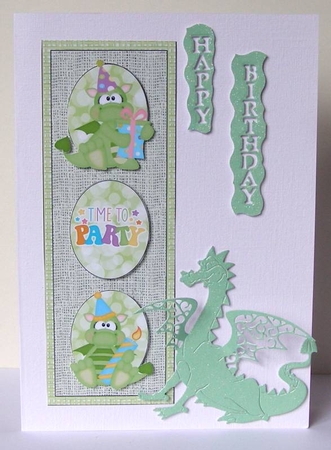 Time to party dragons triple oval card front 1 by Margaret McCartney