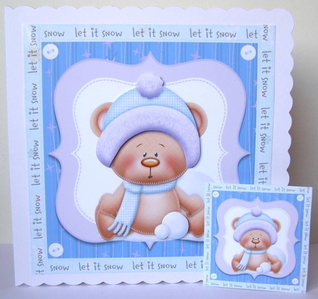 Cute Sledging Bear 8x8 by Margaret McCartney