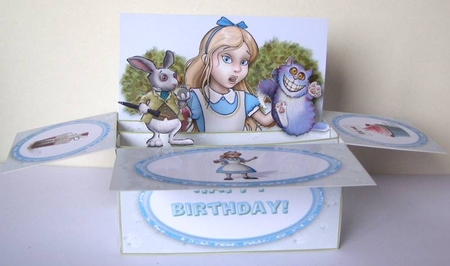 Alice & The Cheshire Cat - 3D Box Card Kit & Matching Envelope by Margaret McCartney