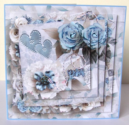 ROMANTIC IN BLUE BIRTHDAY CARD by Margaret McCartney