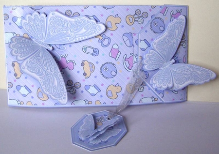 Baby Boy with Butterflies Card/Money Envelope Mini Kit by Margaret McCartney