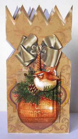 Christmas cracker golden bird and ornament card kit by Margaret McCartney