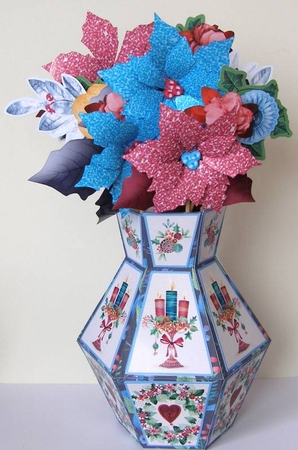 Bohemian Christmas 3d Vase and Flowers by Margaret McCartney