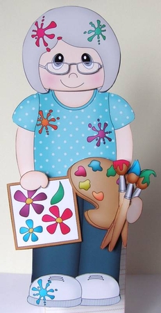 3D On the Shelf Card Kit - Little Artist Maryellen is being very creative in the Studio by Margaret McCartney