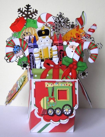 POP UP 3D BOX DECOUPAGE CARD - CHRISTMAS SANTA UNDER THE TREE by Margaret McCartney