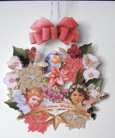 Robins Christmas 4x4 Wreath, Tree/Card Decoration. by Margaret McCartney