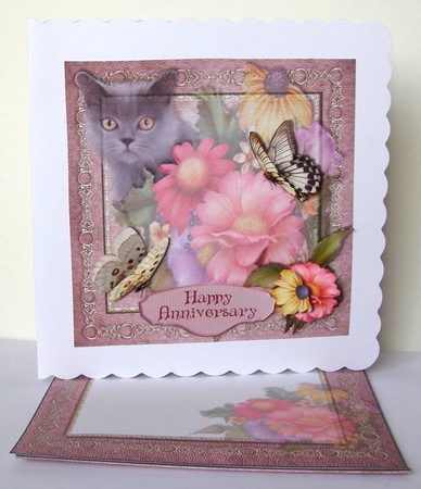 Shadow Cat #2 ,  6 inch card topper, insert, envelope and matching gift card  by Margaret McCartney