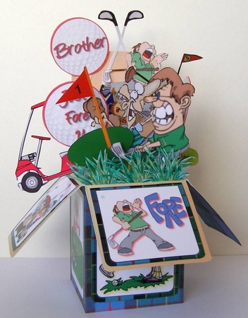 POP UP 3D BOX CARD KIT - GOLF GRINS by Margaret McCartney
