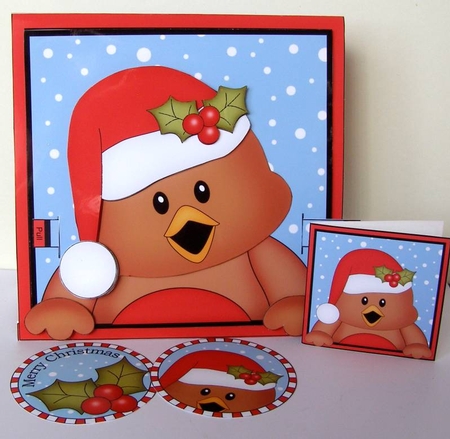 3D Christmas Animated Moveable Wobble Head Card  - Bobbin Robin by Margaret McCartney