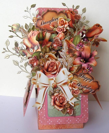 POP UP 3D BOX CARD KIT - AUTUMN ROSES by Margaret McCartney