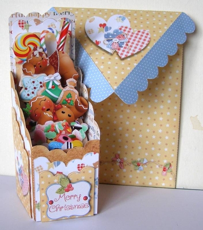Gingerbread Cuties Pop-up Box Card #2 by Margaret McCartney