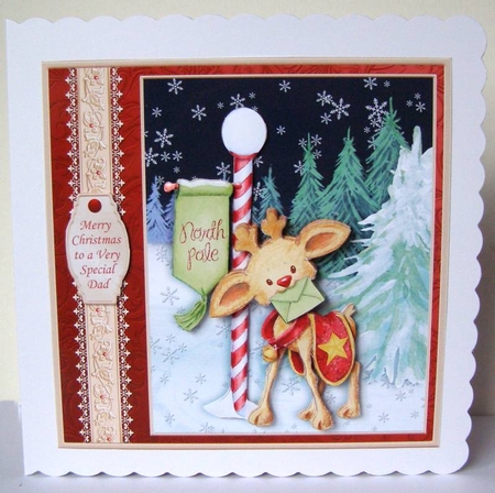 NORTH POLE DEER Christmas 7.8 Decoupage & Insert Mini Kit by Margaret McCartney