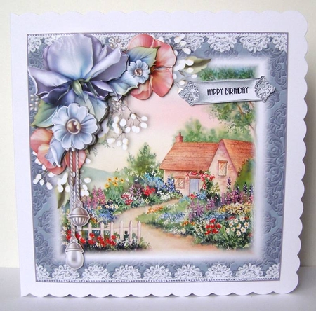 The Summer Cottage Card Front Kit 8x8 by Margaret McCartney