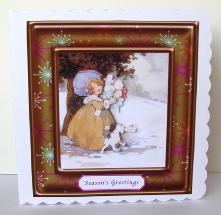 GIRL IN SNOW VINTAGE CHRISTMAS TOPPER by Margaret McCartney