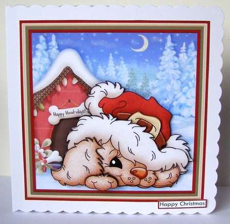 CHRISTMAS DOG HOUSE 8x8 Decoupage & Insert Mini Kit by Margaret McCartney