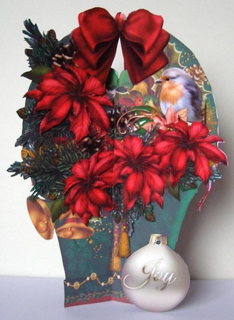 3d A4 & A5 size Festive Poinsettias Basket Card  Kit by Margaret McCartney