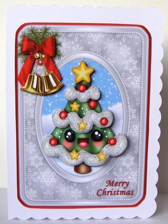 Cute Christmas Tree Rounded Card Front by Margaret McCartney