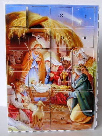 Nativity advent calendar card by Margaret McCartney